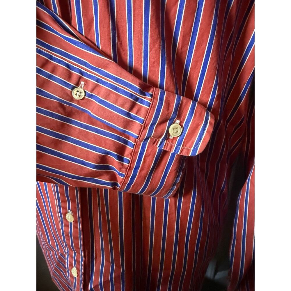 Ralph Lauren Button Down Shirt Mens Large Red Striped RL Classic Fit Cotton - Picture 5 of 7